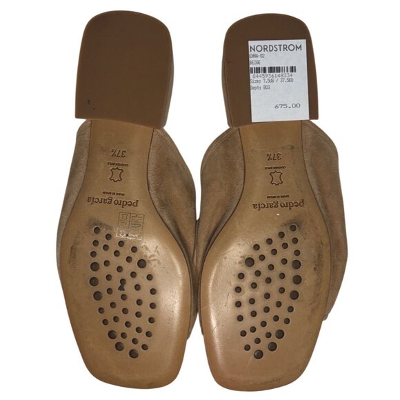 Pedro García Moore Suede Midi Mules Beige 37.5 US 6.5 Luxe Chain Detail Spain - Picture 7 of 14